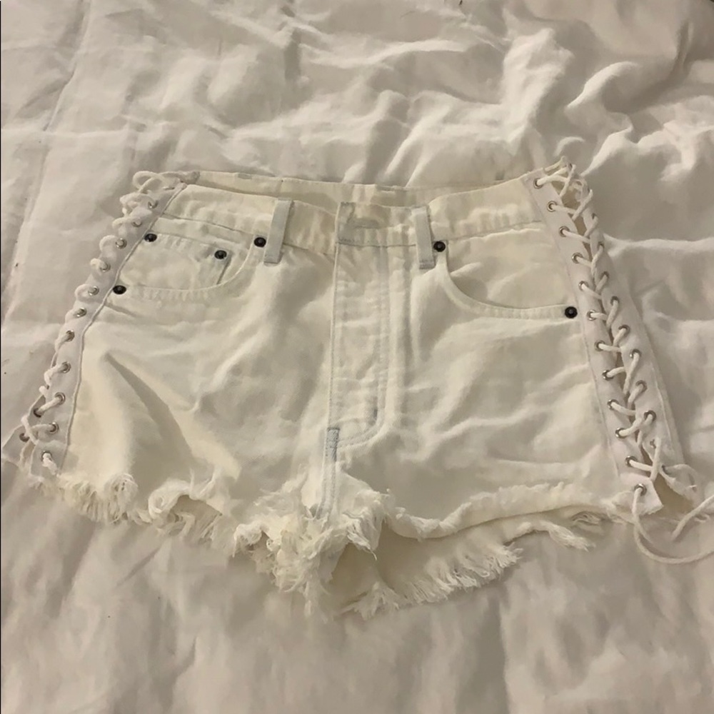 White car mar denim jeans with lace sides!